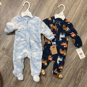 Cozy Navy and Orange Animal Print Footie